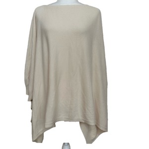 Elegant Cream Women's Poncho Sweater Made in Italy One-Size